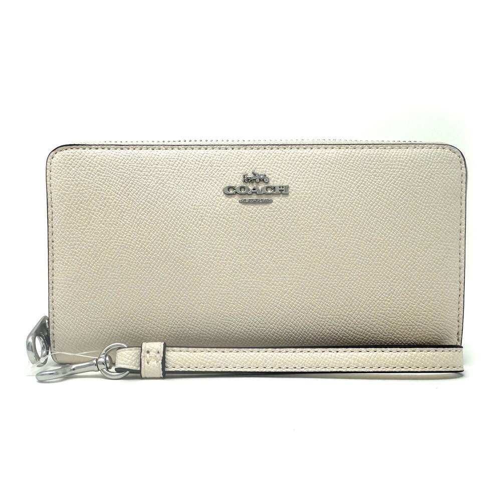 Coach Long Zip Around Wallet in Chalk Glitter Leather CN393
